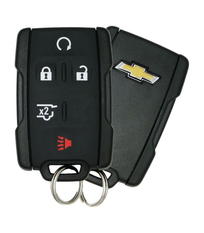 Chevrolet key fob featuring buttons for locking, unlocking, and panic alarm, essential for vehicle access and security.