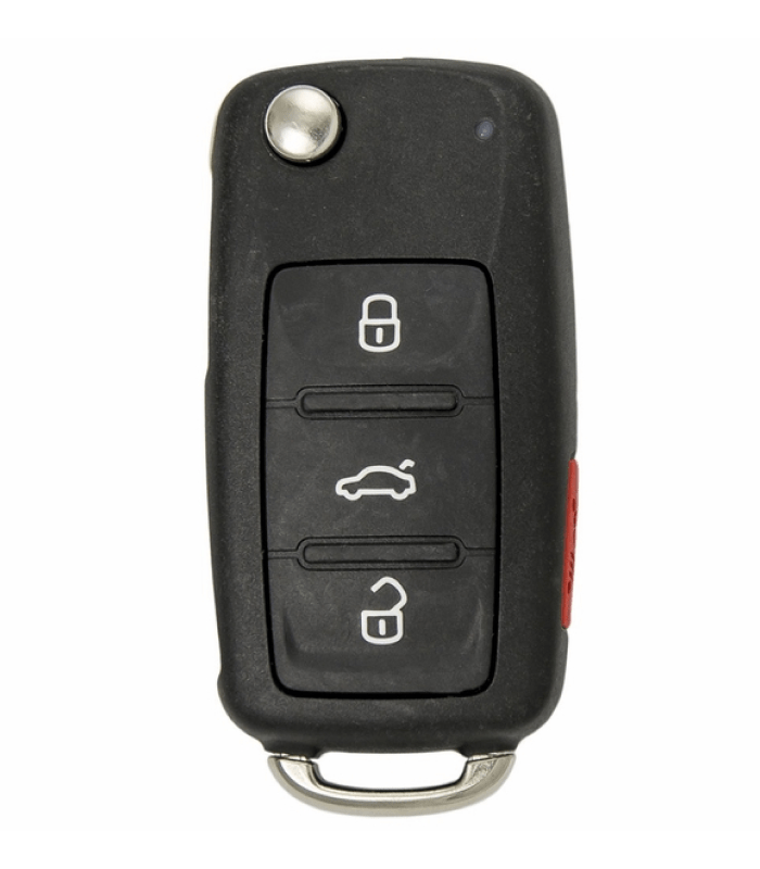 Car key fob featuring lock, unlock, and trunk release buttons, highlighting its essential functions for vehicle access and security.